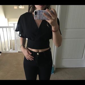 Ruffle open back top